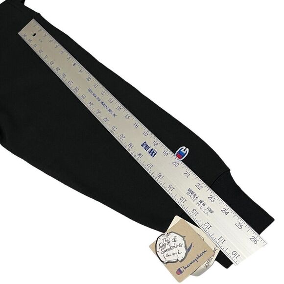 Champion Sweatshirt WMNS XL Black Crop Cut Off Reverse‎ Weave Silver Old English - Picture 8 of 11